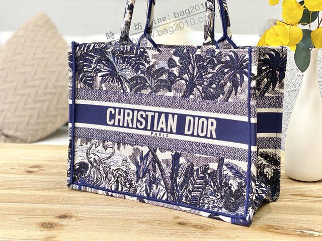 Dior女包 迪奧Book Tote黑椰樹帆布托特包 Dior刺繡購物袋  dfk1659